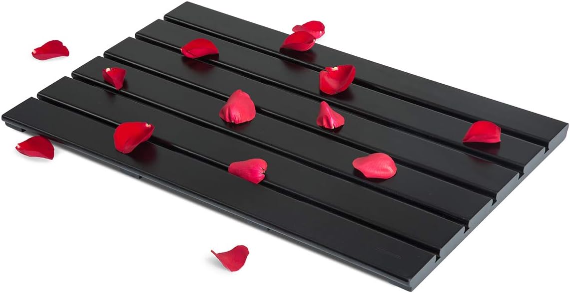 GOBAM Natural Bamboo Bath Mat - Non-Slip Shower & Bathtub Mat, Easy Clean Indoor & Outdoor Floor Mat for Spa, Sauna, Pool - Small 19.7 x 13 inches