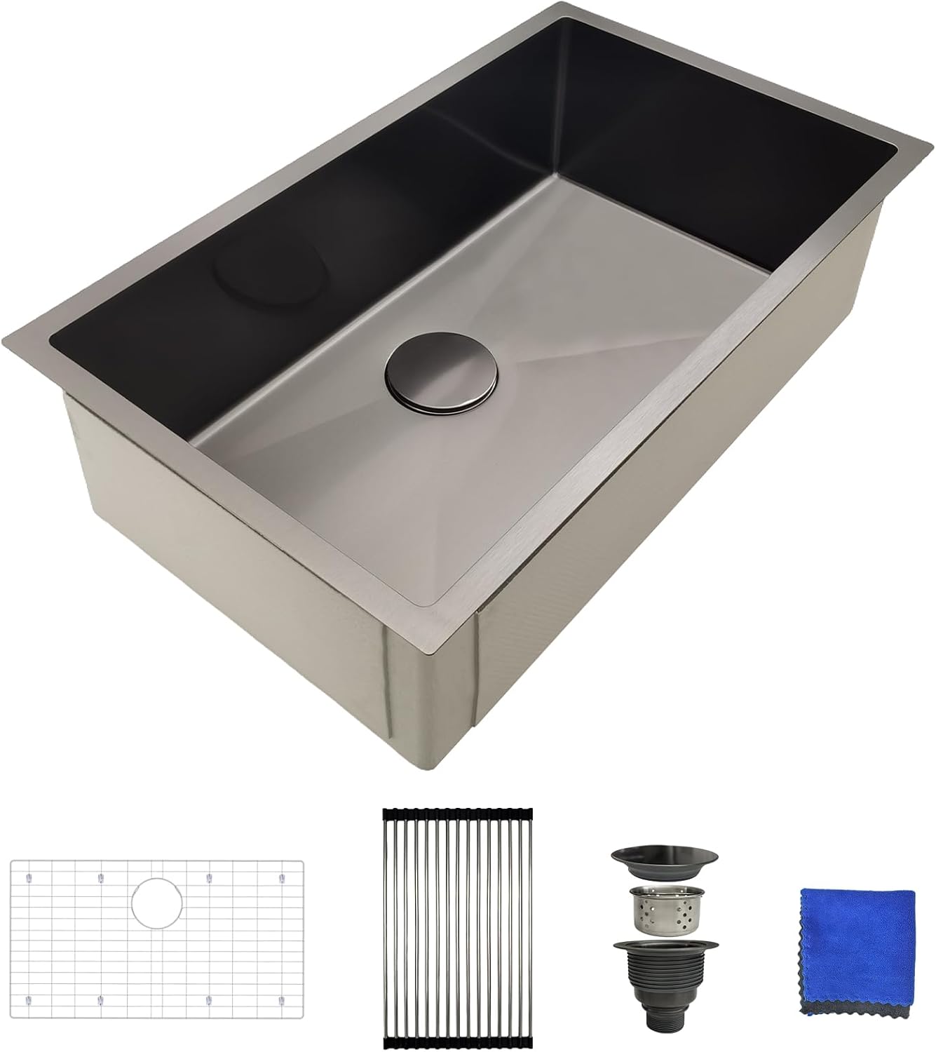 30 Inch Undermount Kitchen Sink - Delironexu 18 Gauge Stainless Steel Single Bowl Kitchen Sinks 30"x18"x9" Handmade Design with Brushed, Includes Drain Kit (No Additional Accessories)