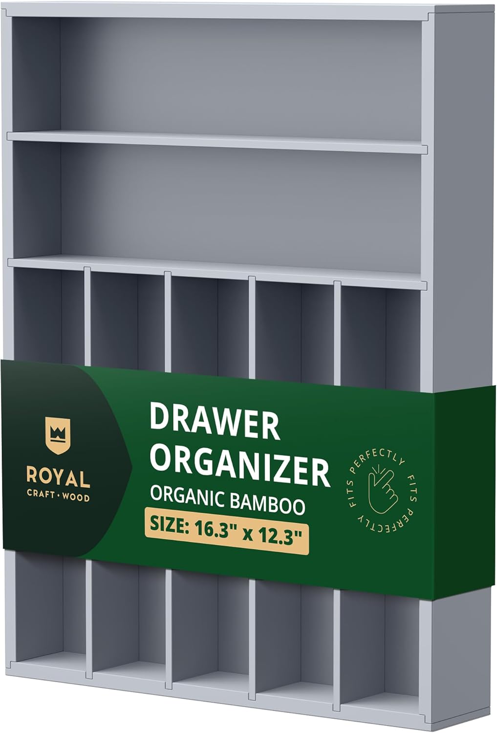 ROYAL CRAFT WOOD Luxury Bamboo Kitchen Drawer Organizer - Silverware Organizer, Utensil Holder & Cutlery Tray Drawer Dividers for Flatware (9 Slot, Natural)