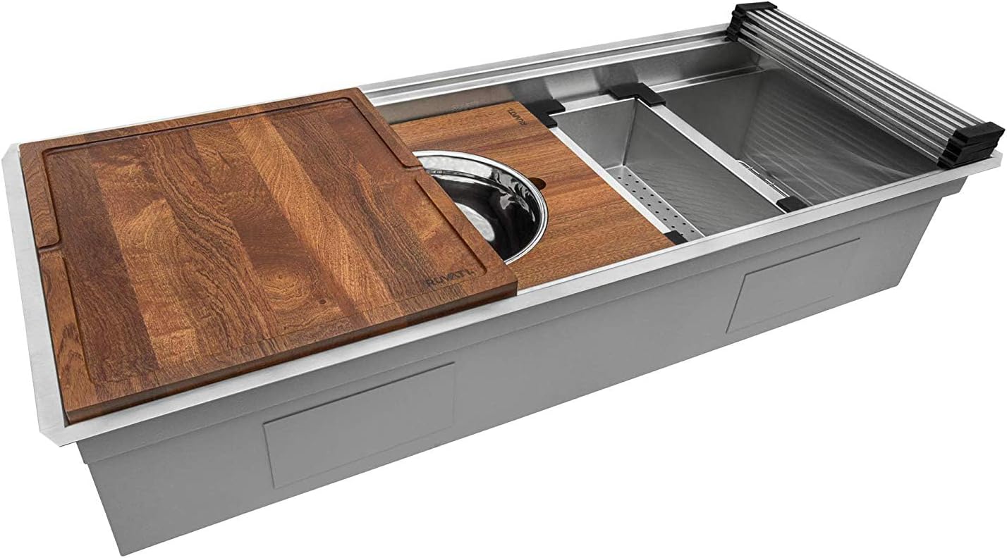 Ruvati 36-inch Workstation Kitchen Sink - Dual Tier Undermount Kitchen Sink - 16 Gauge Stainless Steel Kitchens Sinks with Brushed Finish hides scratches - RVH8277