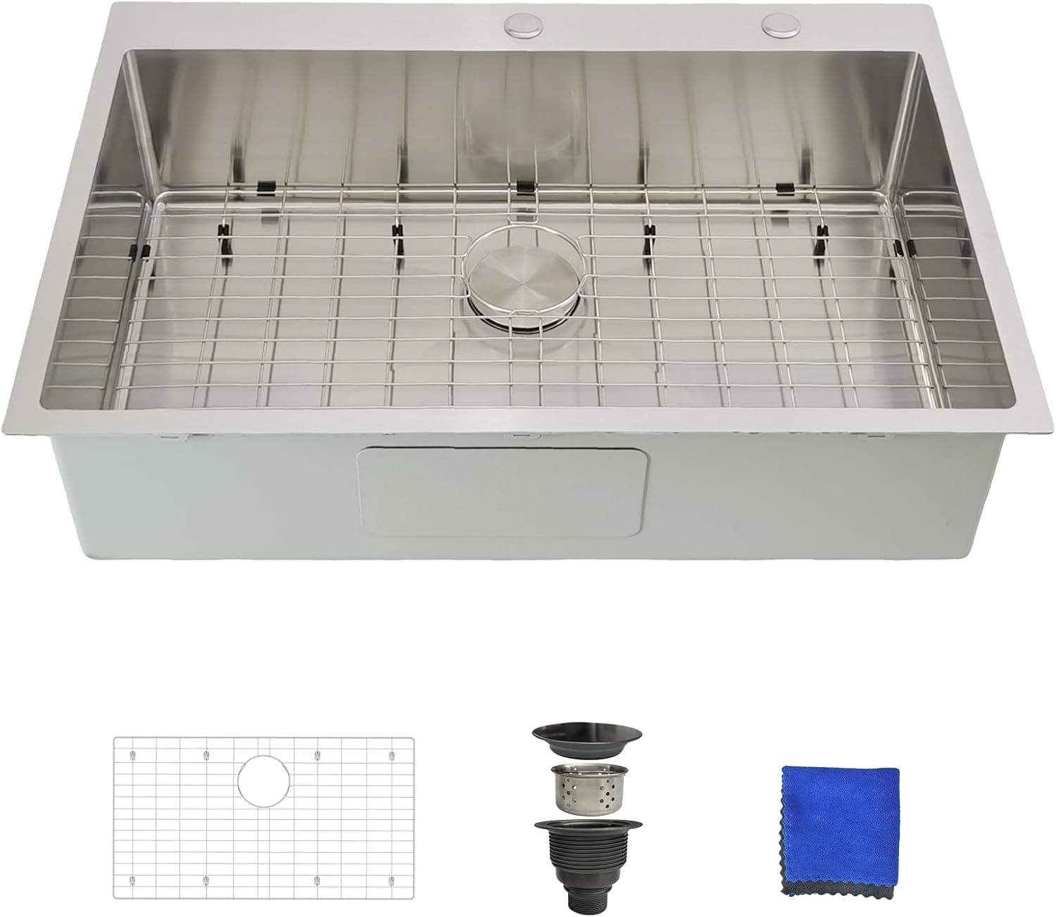 30 Inch Undermount Kitchen Sink - Delironexu 18 Gauge Stainless Steel Single Bowl Kitchen Sinks 30"x18"x9" Handmade Design with Brushed, Includes Drain Kit (No Additional Accessories)