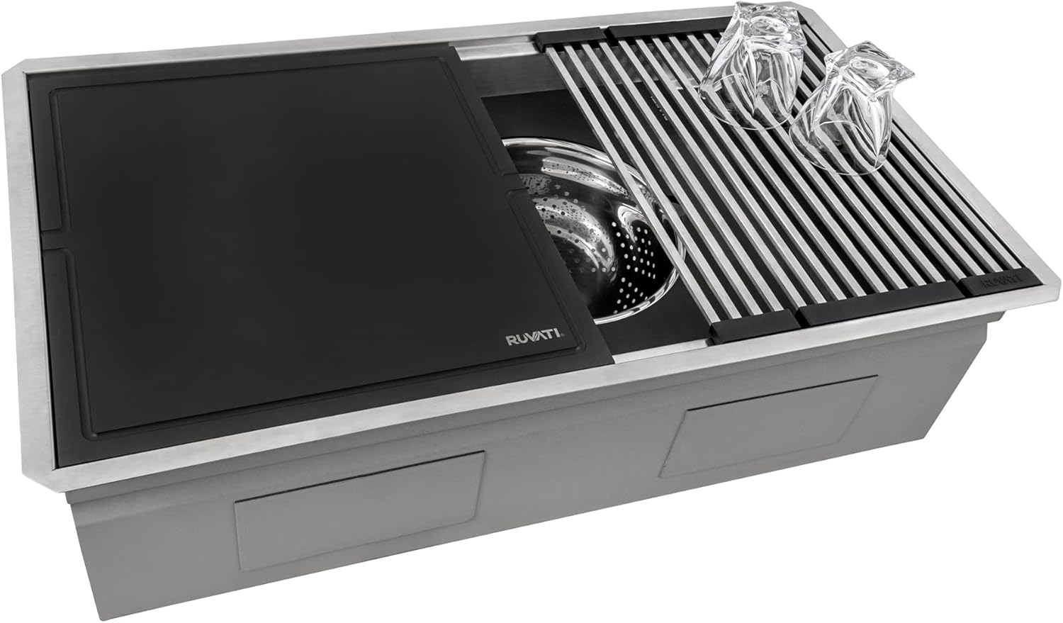 Ruvati 36-inch Workstation Kitchen Sink - Dual Tier Undermount Kitchen Sink - 16 Gauge Stainless Steel Kitchens Sinks with Brushed Finish hides scratches - RVH8277