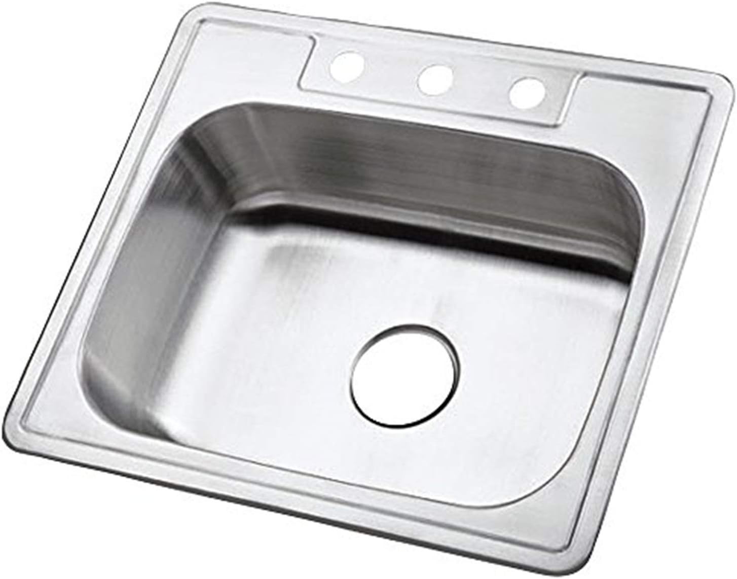 Kingston Brass Gourmetier GKTS2520 Self Rimming Single Bowl Kitchen Sink 3 Holes 25-Inch-Length by 22-Inch-Width by 6-Inch-Depth, 22 Gauge, Brushed Stainless Steel
