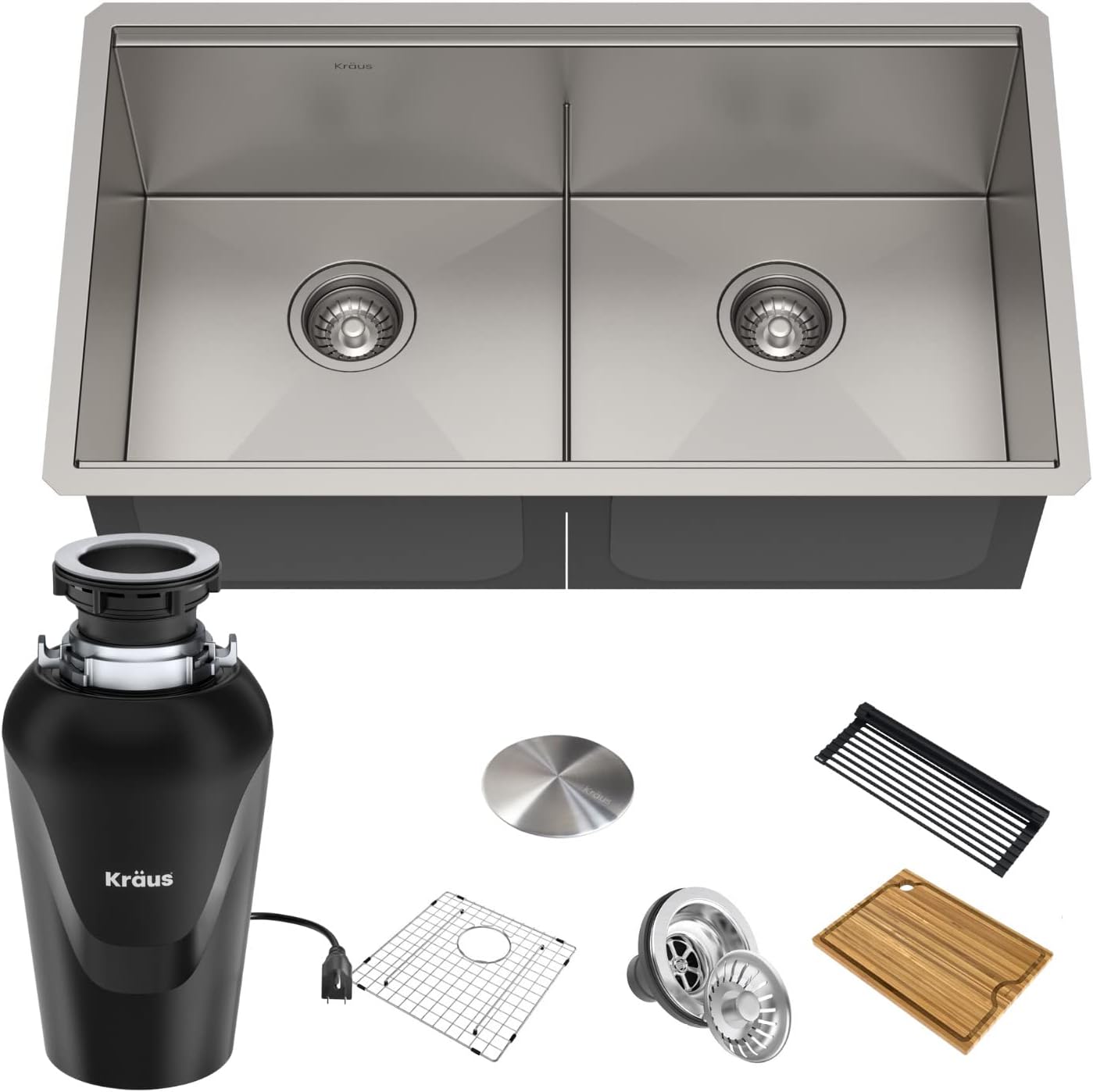 KRAUS Kore 32-Inch Undermount Workstation 16 Gauge Single Bowl Stainless Steel Kitchen Sink with Accessories, KWU110-32