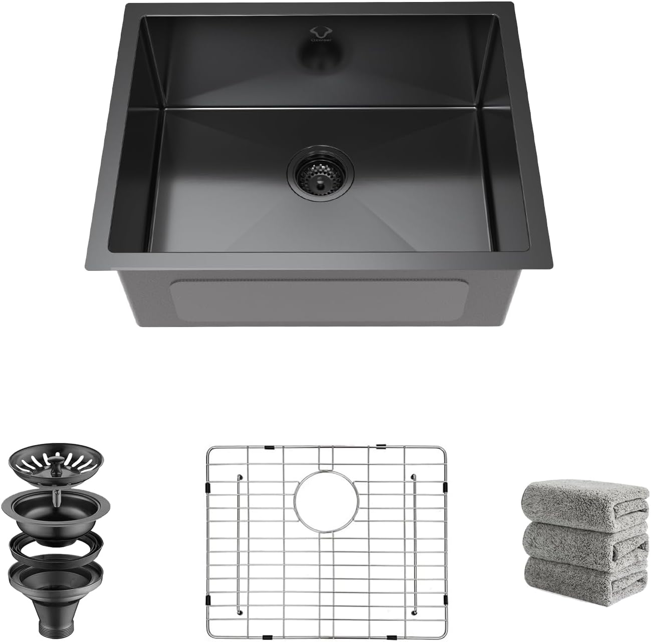 Kitchen Sink 30x18 Inch Undermount Sink Stainless Steel 16 Gauge Single Bowl Kitchen Sinks Set (5 Item Bundle: Sink, Bottom Grid, Drain Assembly, Drain Cap, Towel)