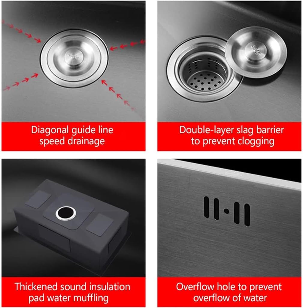 ARTLINE Black Kitchen Sink, Stainless Steel Single Bowl Sink, Drop In/Topmount Workstation Sink with Sliding Accessories, Farmhouse Workstation sink with Multiple Accessories (19.7 x 17.7in), RXZE031