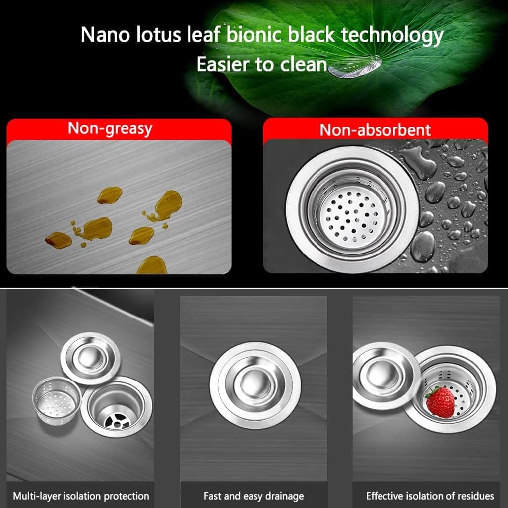 ARTLINE Black Kitchen Sink, Stainless Steel Single Bowl Sink, Drop In/Topmount Workstation Sink with Sliding Accessories, Farmhouse Workstation sink with Multiple Accessories (19.7 x 17.7in), RXZE031