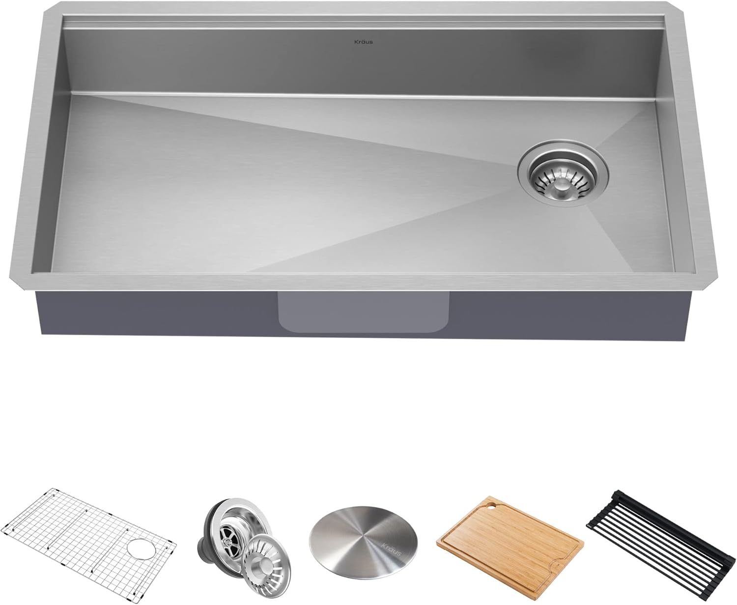 KRAUS Kore 32-Inch Undermount Workstation 16 Gauge Single Bowl Stainless Steel Kitchen Sink with Accessories, KWU110-32