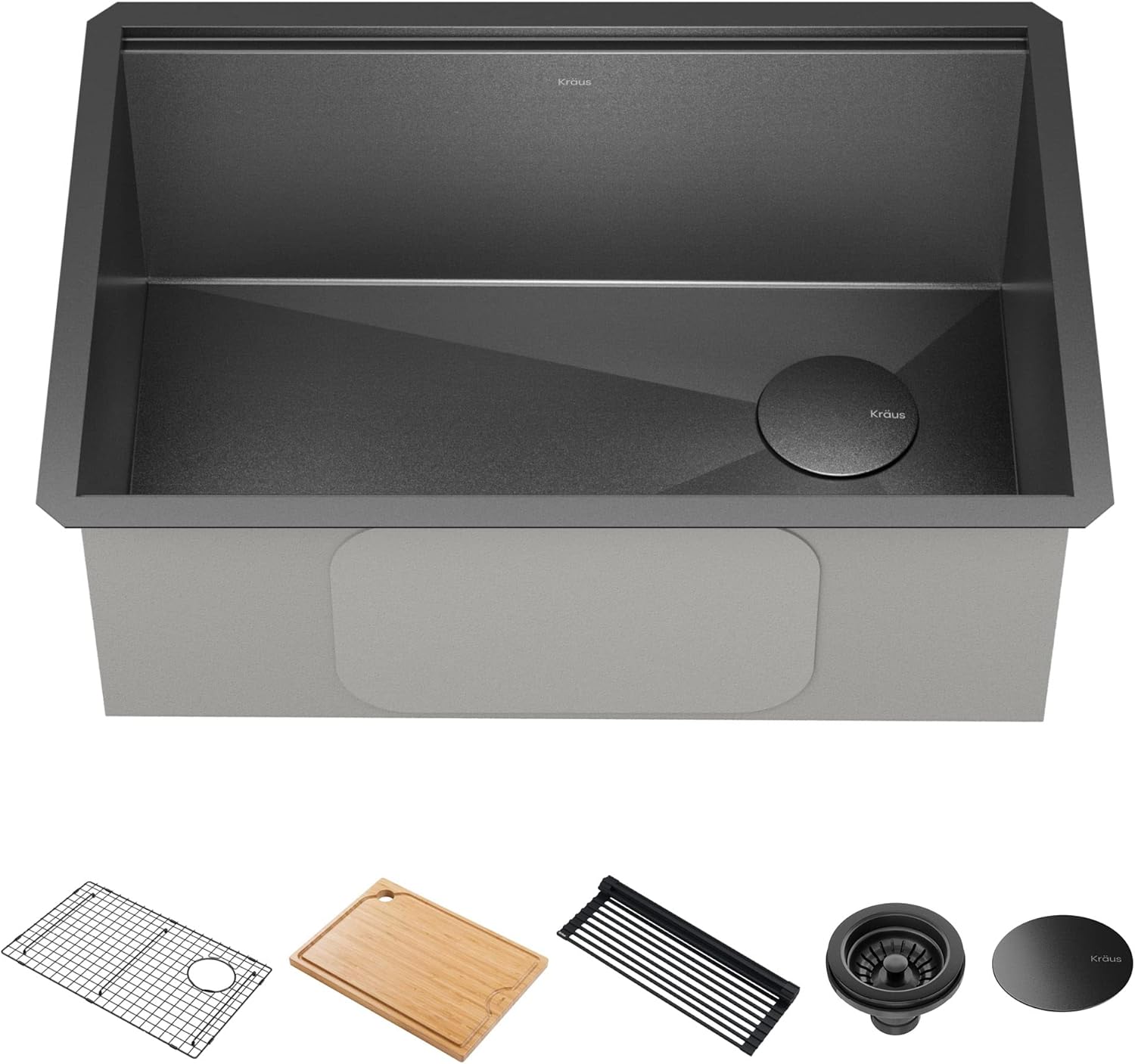 KRAUS Kore 32-Inch Undermount Workstation 16 Gauge Single Bowl Stainless Steel Kitchen Sink with Accessories, KWU110-32