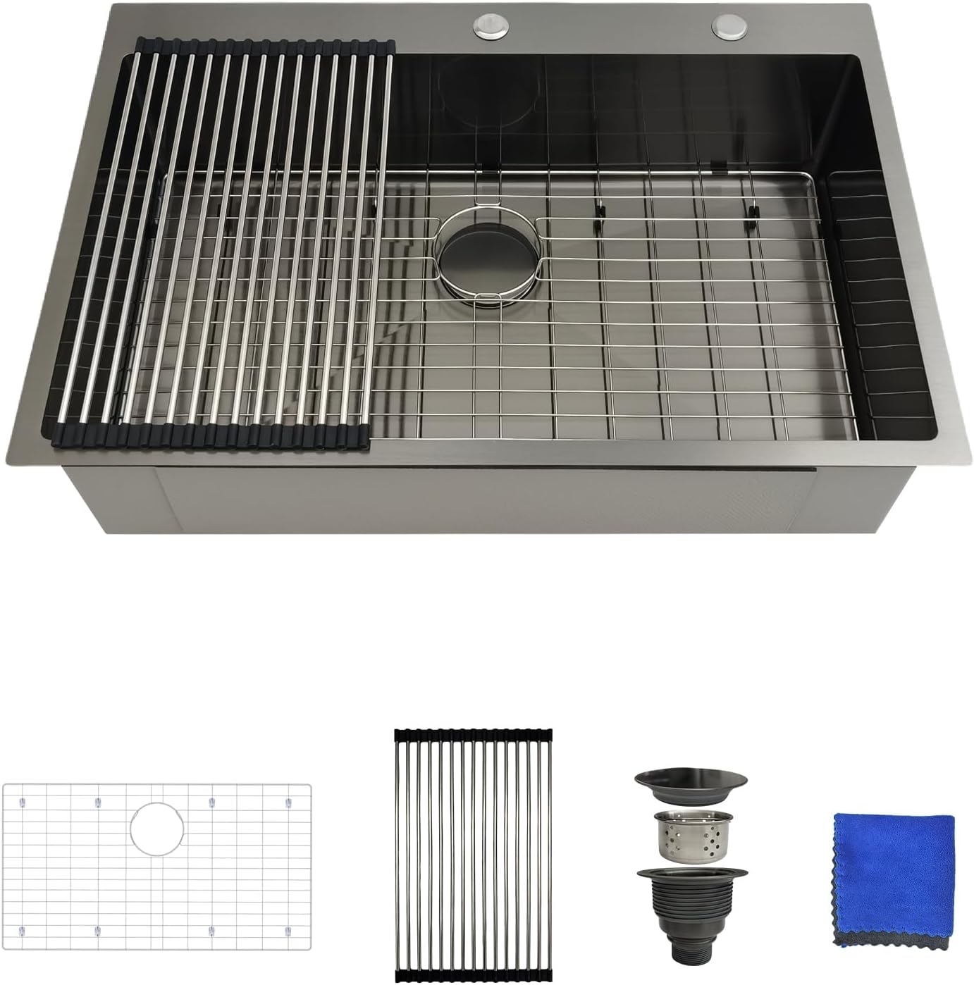 30 Inch Undermount Kitchen Sink - Delironexu 18 Gauge Stainless Steel Single Bowl Kitchen Sinks 30"x18"x9" Handmade Design with Brushed, Includes Drain Kit (No Additional Accessories)