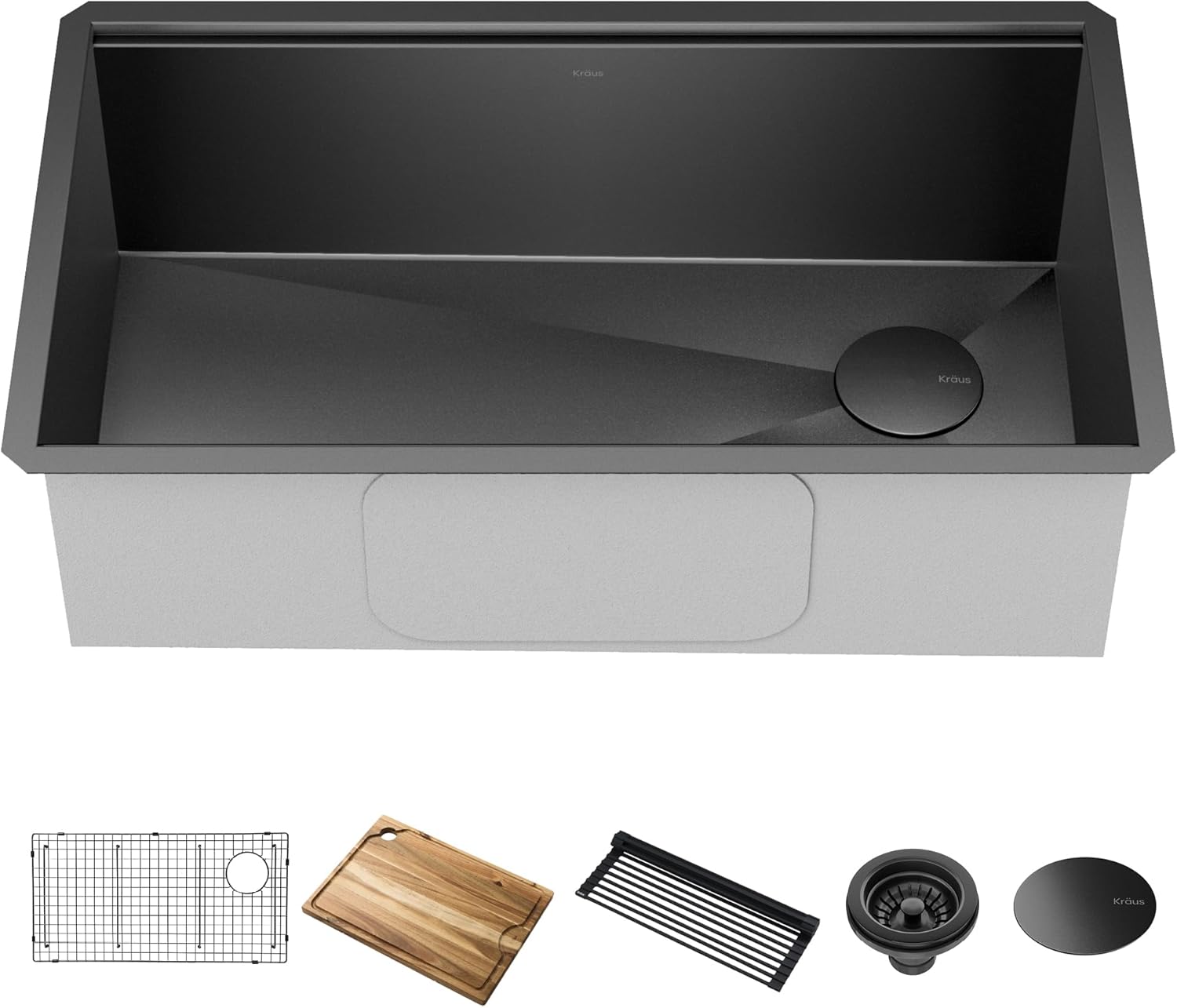 KRAUS Kore 32-Inch Undermount Workstation 16 Gauge Single Bowl Stainless Steel Kitchen Sink with Accessories, KWU110-32
