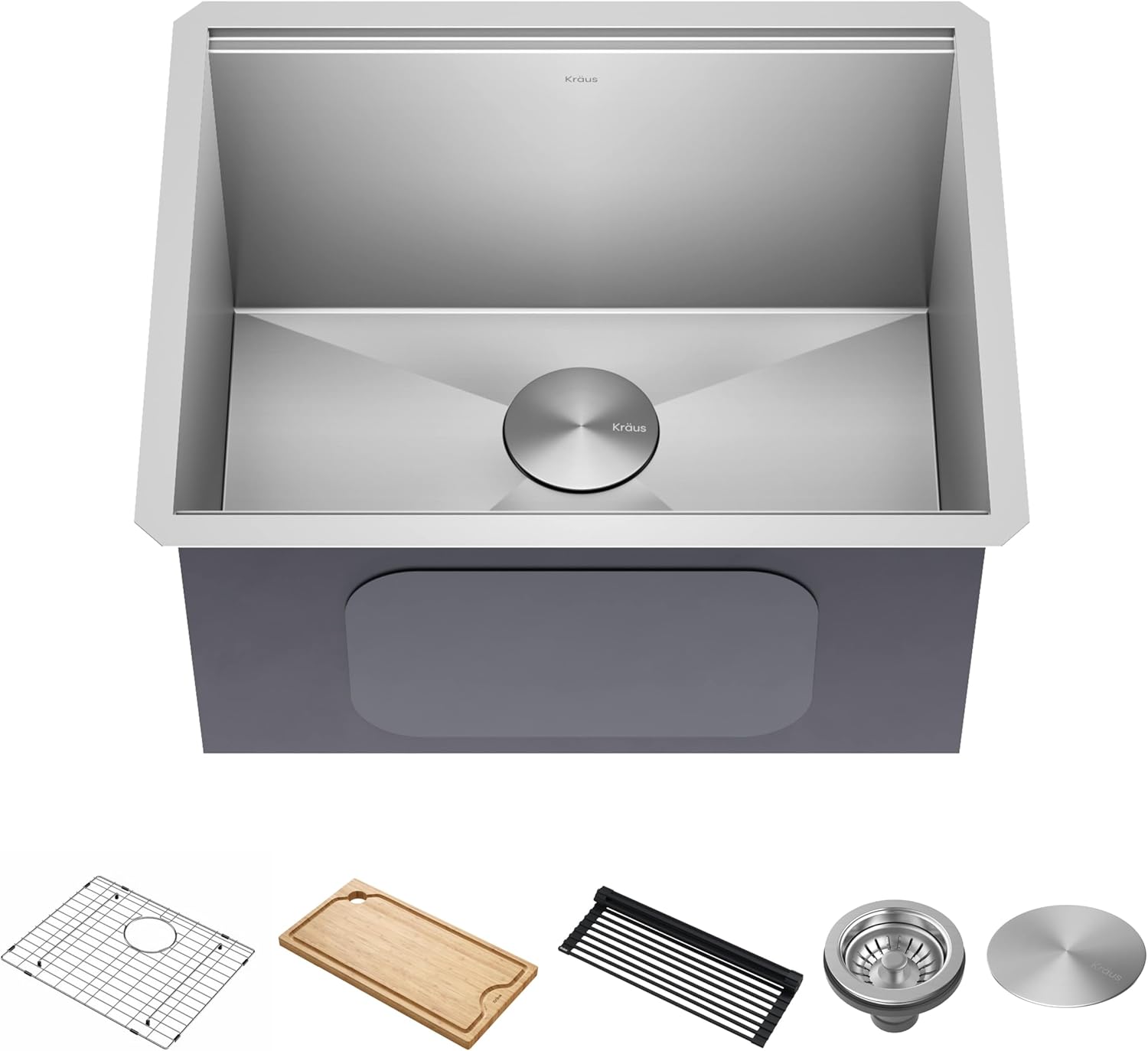 KRAUS Kore 32-Inch Undermount Workstation 16 Gauge Single Bowl Stainless Steel Kitchen Sink with Accessories, KWU110-32