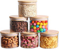ComSaf 0.8 Qt Glass Food Storage Jars Set of 6, Clear Glass Storage Containers with Lids, Pantry Organization Jar, Spice Jar, Blooming Tea, Coffee and Sugar Container, Small Canister Set for Kitchen