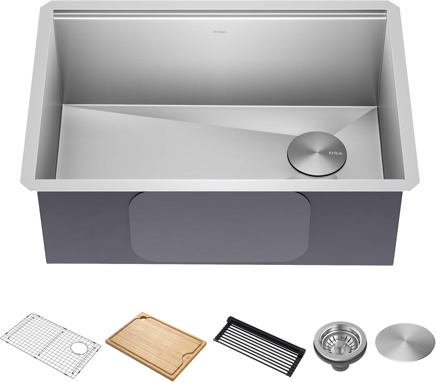 KRAUS Kore 32-Inch Undermount Workstation 16 Gauge Single Bowl Stainless Steel Kitchen Sink with Accessories, KWU110-32