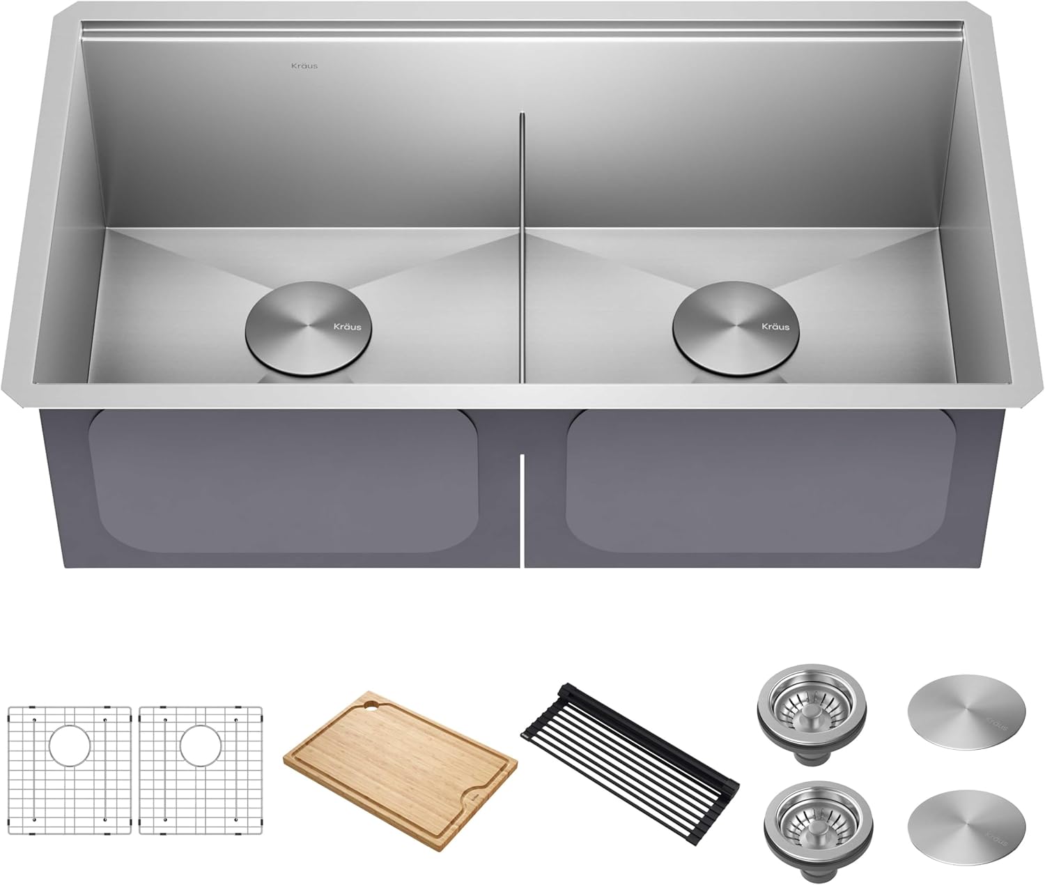 KRAUS Kore 32-Inch Undermount Workstation 16 Gauge Single Bowl Stainless Steel Kitchen Sink with Accessories, KWU110-32