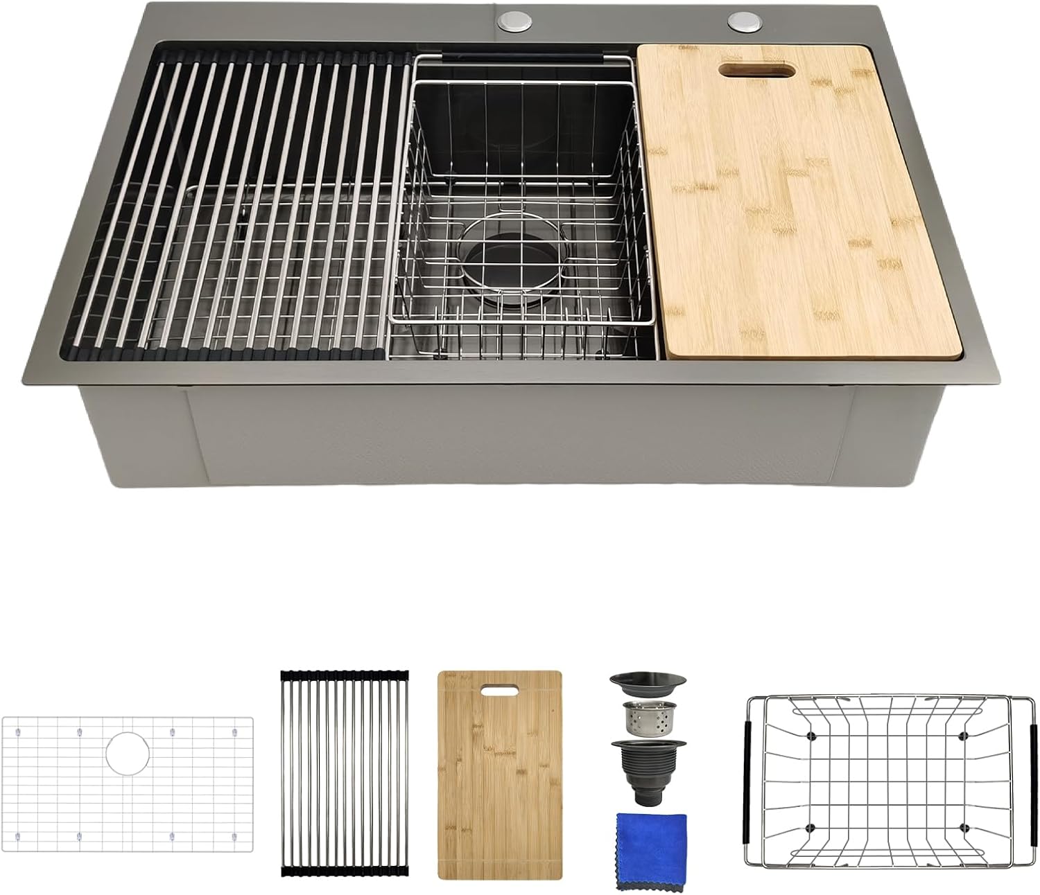 30 Inch Undermount Kitchen Sink - Delironexu 18 Gauge Stainless Steel Single Bowl Kitchen Sinks 30"x18"x9" Handmade Design with Brushed, Includes Drain Kit (No Additional Accessories)