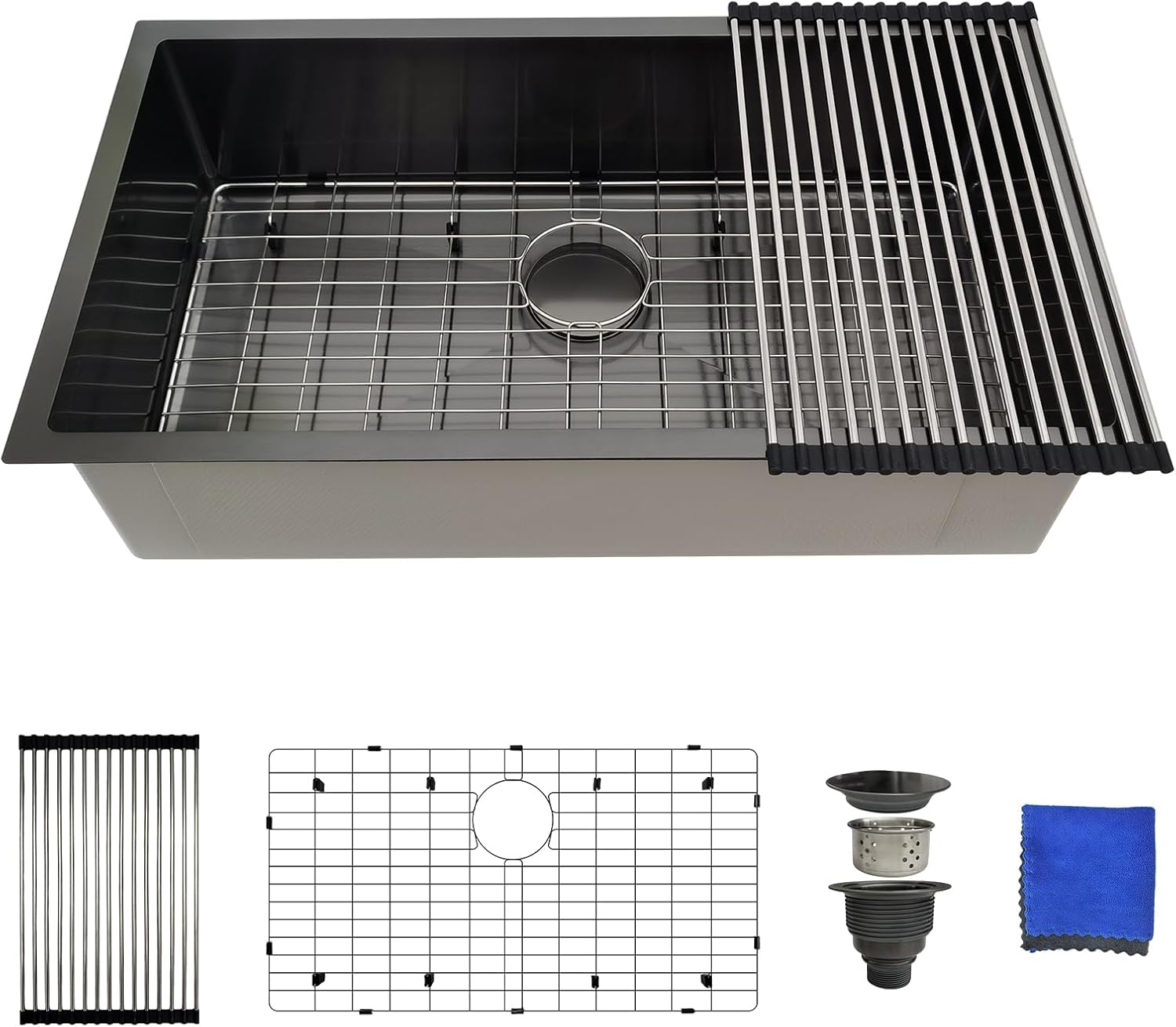 30 Inch Undermount Kitchen Sink - Delironexu 18 Gauge Stainless Steel Single Bowl Kitchen Sinks 30"x18"x9" Handmade Design with Brushed, Includes Drain Kit (No Additional Accessories)