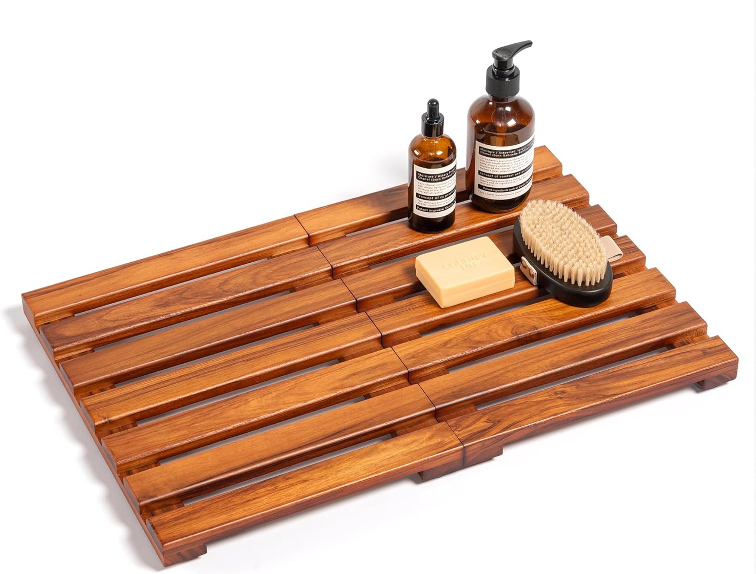 Realgulf Teak Bath Mat 32"x18" Extra Large - Solid Wood Shower Mat for Bathroom, Spa & Outdoor Use - Non-Slip Fast-Drying Design - Natural Teak Wood - Wide Slat Floor Mat for Tub & Pool