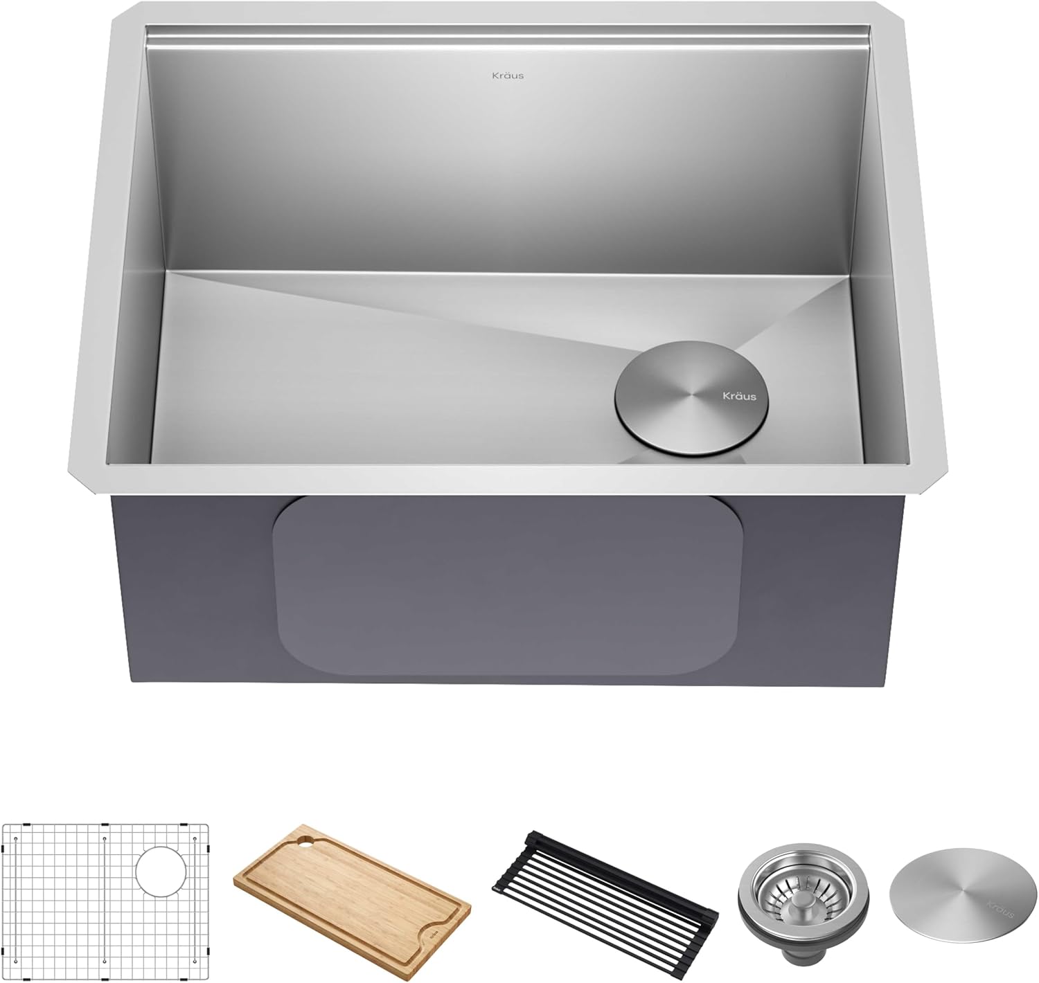 KRAUS Kore 32-Inch Undermount Workstation 16 Gauge Single Bowl Stainless Steel Kitchen Sink with Accessories, KWU110-32