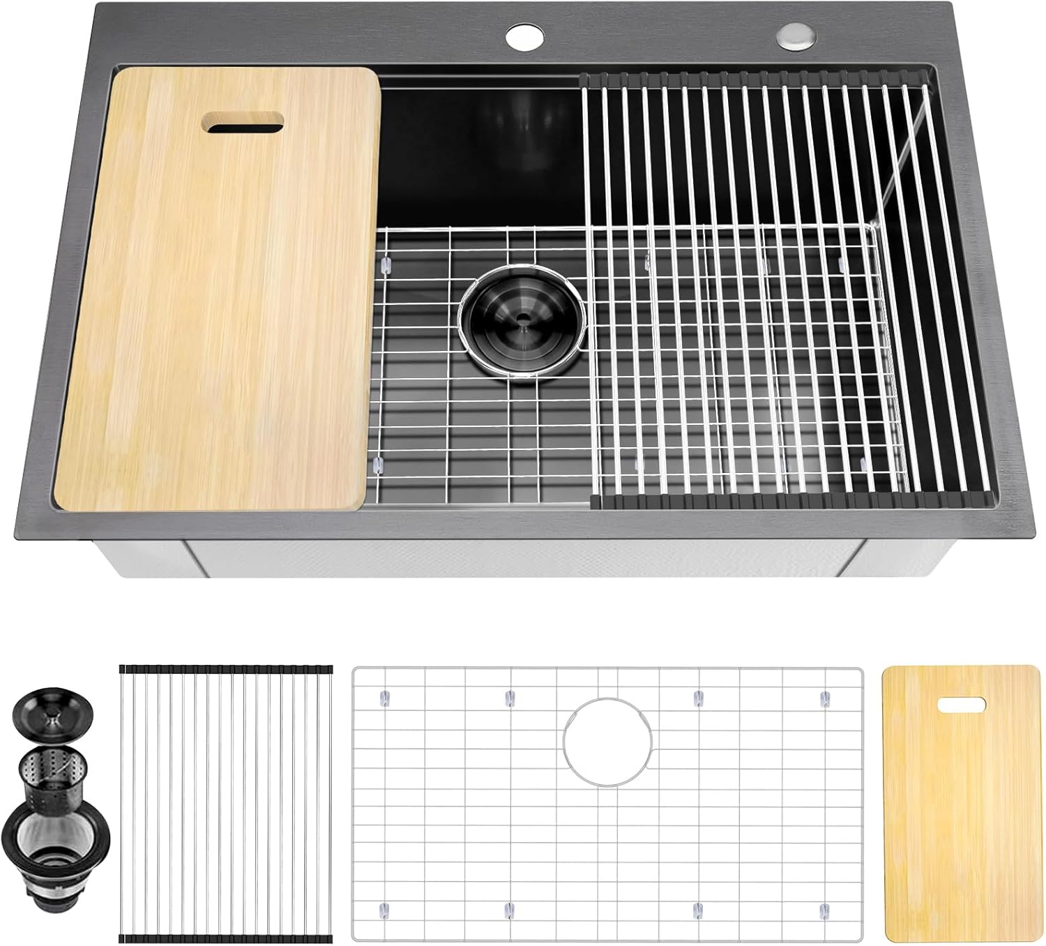 30 Inch Undermount Kitchen Sink - Delironexu 18 Gauge Stainless Steel Single Bowl Kitchen Sinks 30"x18"x9" Handmade Design with Brushed, Includes Drain Kit (No Additional Accessories)