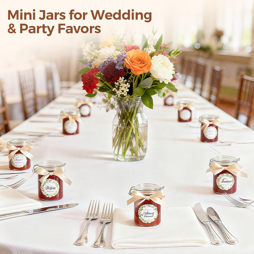 ComSaf 8oz Small Airtight Glass Jars Set of 6 with Lid Food Storage Jar Round, Mini Storage Container with Clear Preserving Seal Wire Clip Fastening for Kitchen Canning, Jam, Spice, Honey, Mason Jars