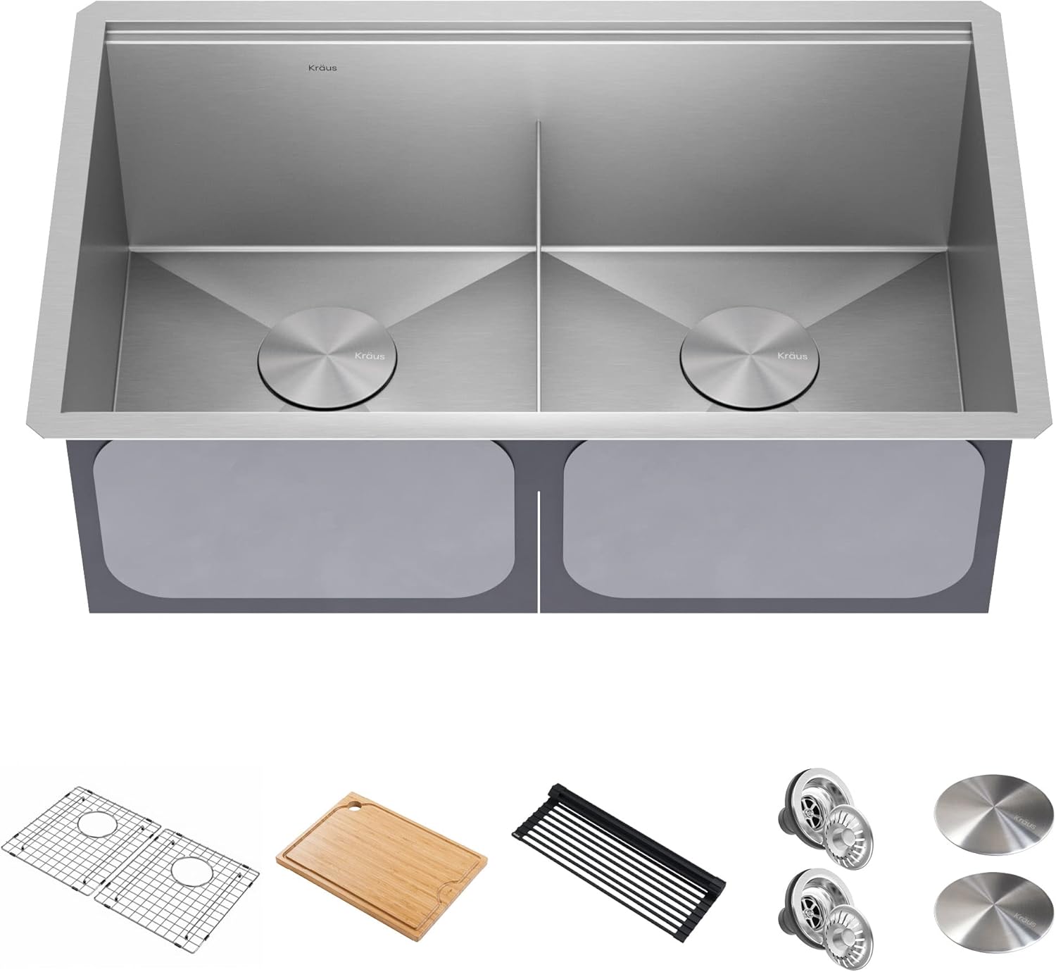 KRAUS Kore 32-Inch Undermount Workstation 16 Gauge Single Bowl Stainless Steel Kitchen Sink with Accessories, KWU110-32