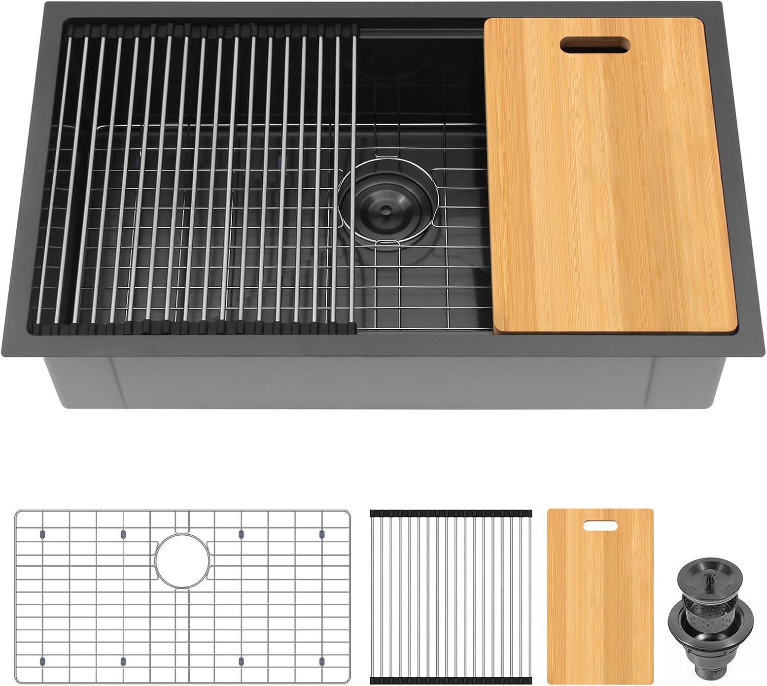 30 Inch Undermount Kitchen Sink - Delironexu 18 Gauge Stainless Steel Single Bowl Kitchen Sinks 30"x18"x9" Handmade Design with Brushed, Includes Drain Kit (No Additional Accessories)