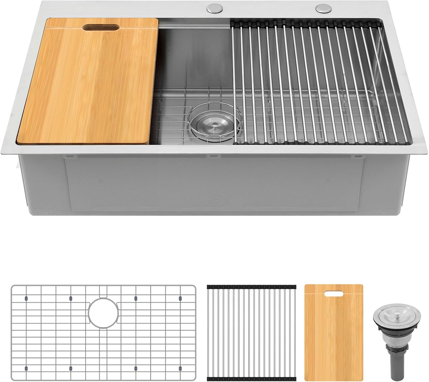 30 Inch Undermount Kitchen Sink - Delironexu 18 Gauge Stainless Steel Single Bowl Kitchen Sinks 30"x18"x9" Handmade Design with Brushed, Includes Drain Kit (No Additional Accessories)