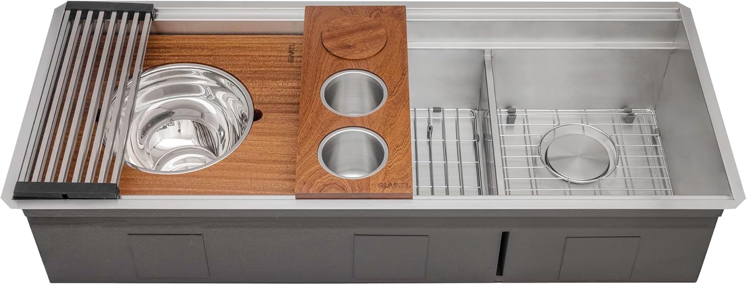 Ruvati 36-inch Workstation Kitchen Sink - Dual Tier Undermount Kitchen Sink - 16 Gauge Stainless Steel Kitchens Sinks with Brushed Finish hides scratches - RVH8277