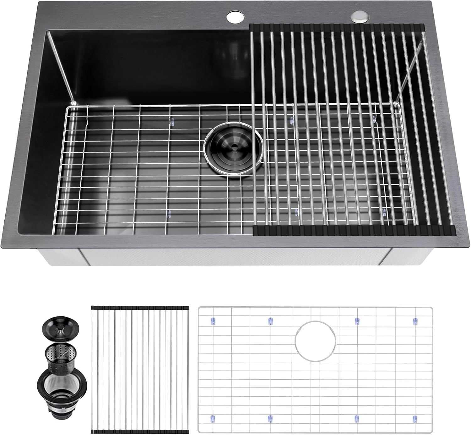 30 Inch Undermount Kitchen Sink - Delironexu 18 Gauge Stainless Steel Single Bowl Kitchen Sinks 30"x18"x9" Handmade Design with Brushed, Includes Drain Kit (No Additional Accessories)