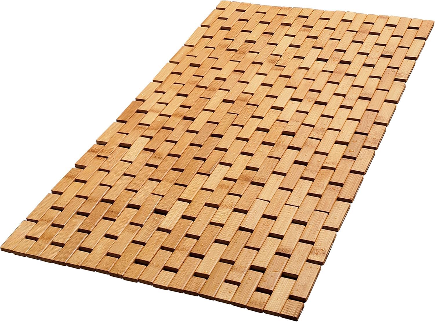 Bamboo Bath Mat for Bathroom - Large, 34 x 18 x 0.4 Inches [LxWxH] Foldable Wood Bathmat, Accessories and Decor for Bathroom Sauna Spa Tub and Door Area - Underlay for Rugs