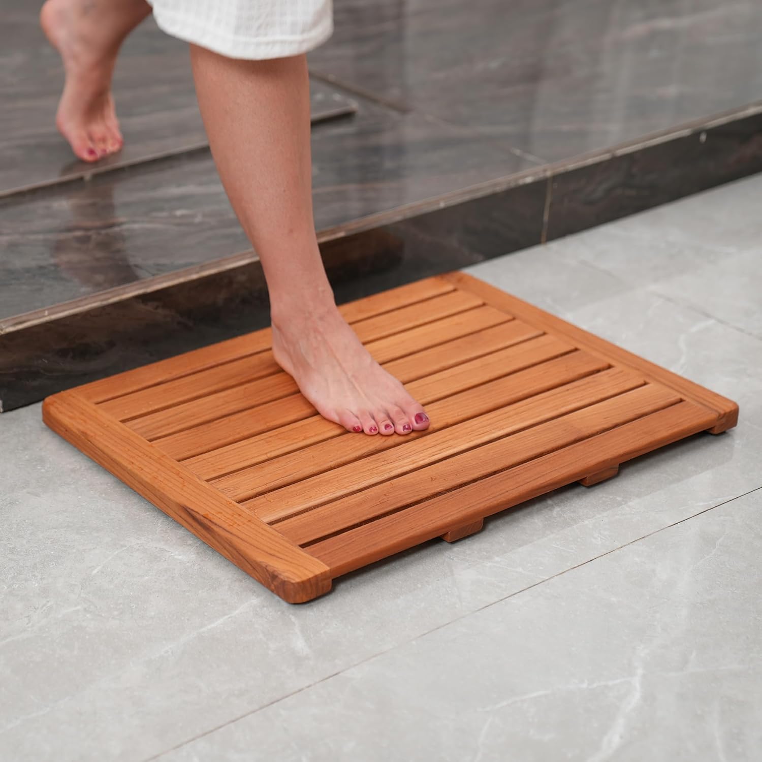 Utoplike (24"x18") Teak Wood Bath Mat, Shower Mats for Bathroom, Large for Spa Home or Outdoor