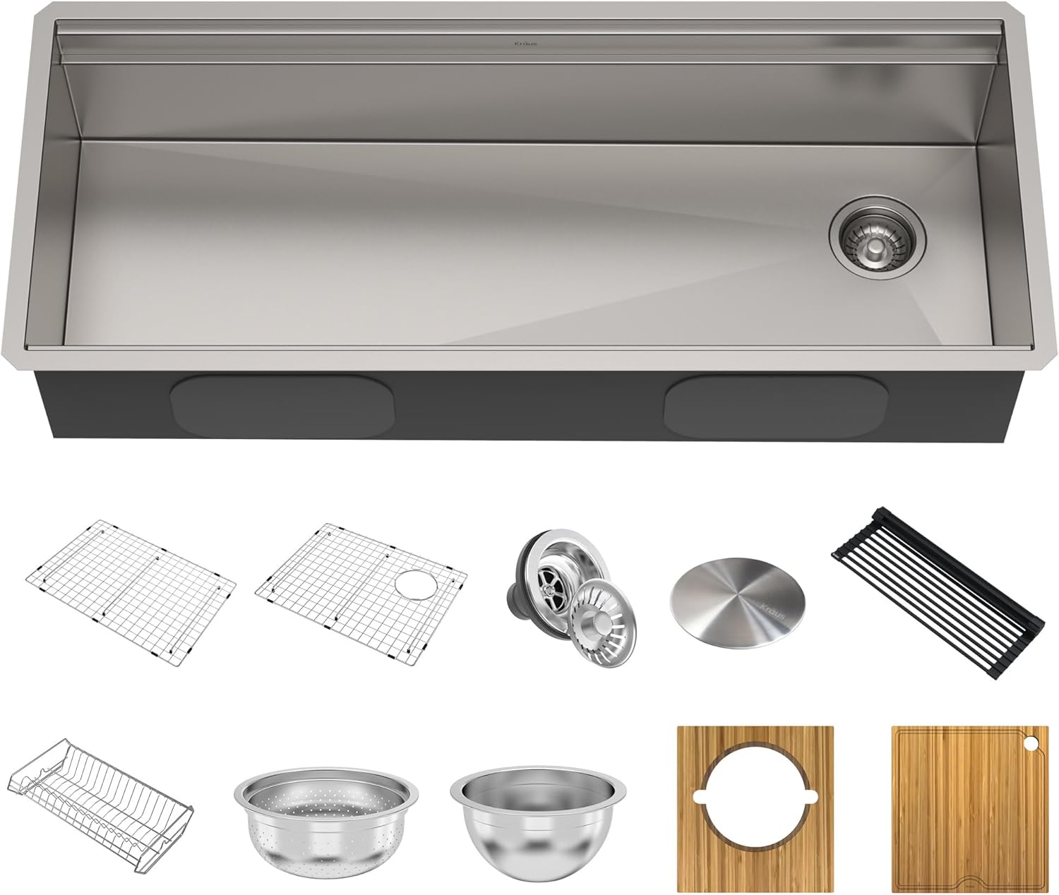 KRAUS Kore 32-Inch Undermount Workstation 16 Gauge Single Bowl Stainless Steel Kitchen Sink with Accessories, KWU110-32