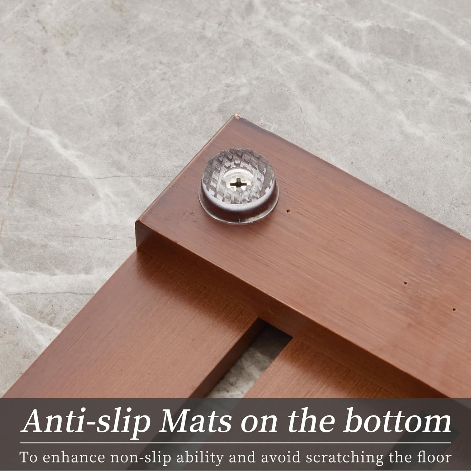 Bamboo Bath Mat for Shower with Non-Slip Rubber,Bathtub Mat,Floor Mat,Shower Mat for Indoor,Outdoor,Spa, Sauna, Pool (Brown, 25.5 * 17 * 1.4 inches)