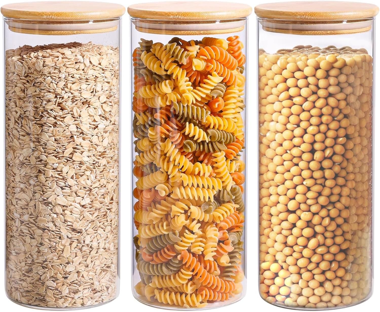 ComSaf 0.8 Qt Glass Food Storage Jars Set of 6, Clear Glass Storage Containers with Lids, Pantry Organization Jar, Spice Jar, Blooming Tea, Coffee and Sugar Container, Small Canister Set for Kitchen