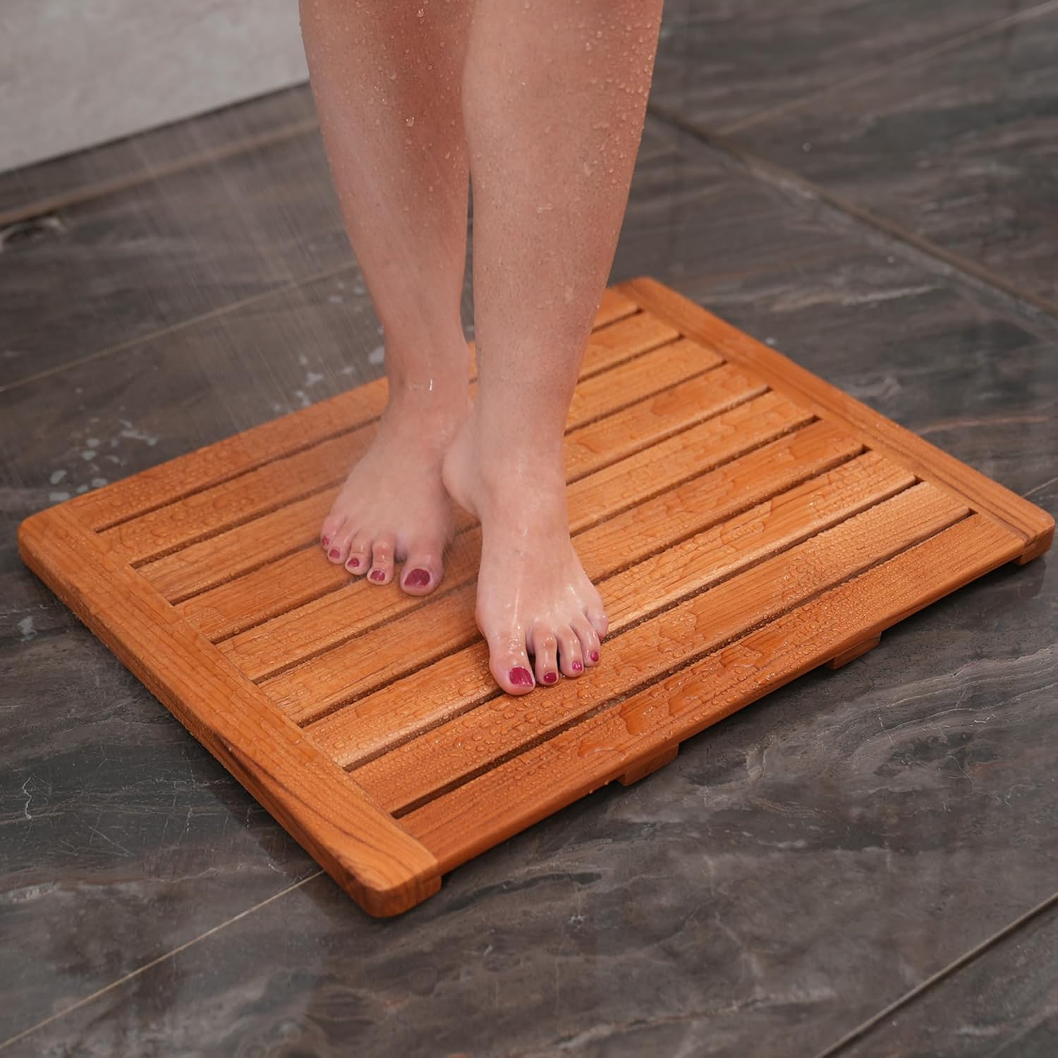Utoplike (24"x18") Teak Wood Bath Mat, Shower Mats for Bathroom, Large for Spa Home or Outdoor